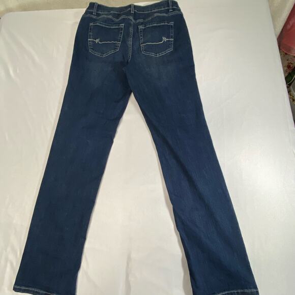M Jeans Classic Size 12 Long Mid Rise Straight Dark Wash Stretchy 34" Inseam - Picture 2 of 12
